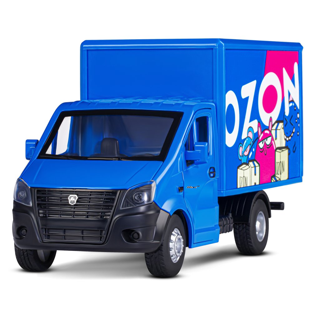 Машина метал. Автопанорама ГАЗель Next Ozon Ballon синий откр. двери,задн дверка фургона,свет,звук