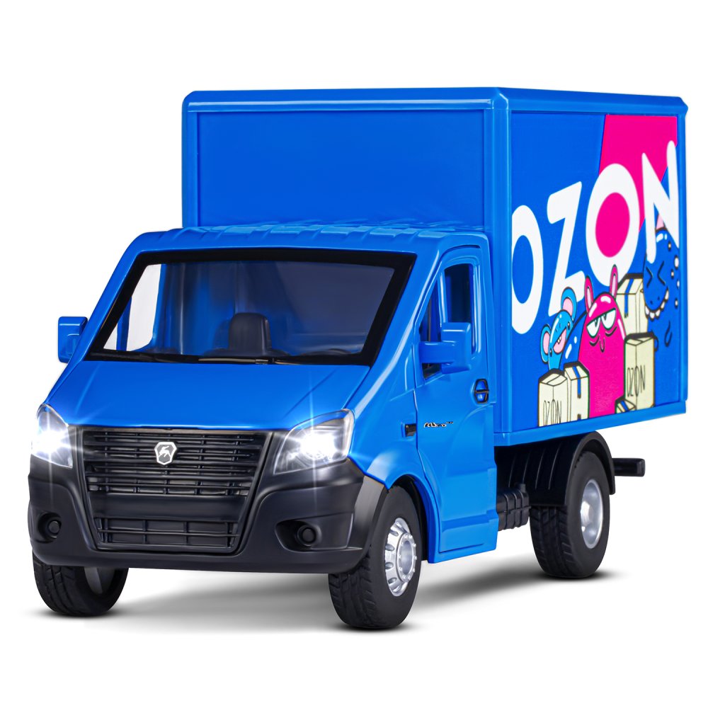 Машина метал. Автопанорама ГАЗель Next Ozon Ballon синий откр. двери,задн дверка фургона,свет,звук
