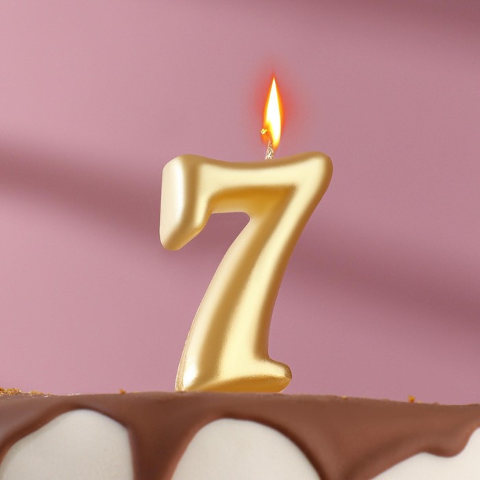 Свеча для торта цифра Овал золотая "7", большая 7 см