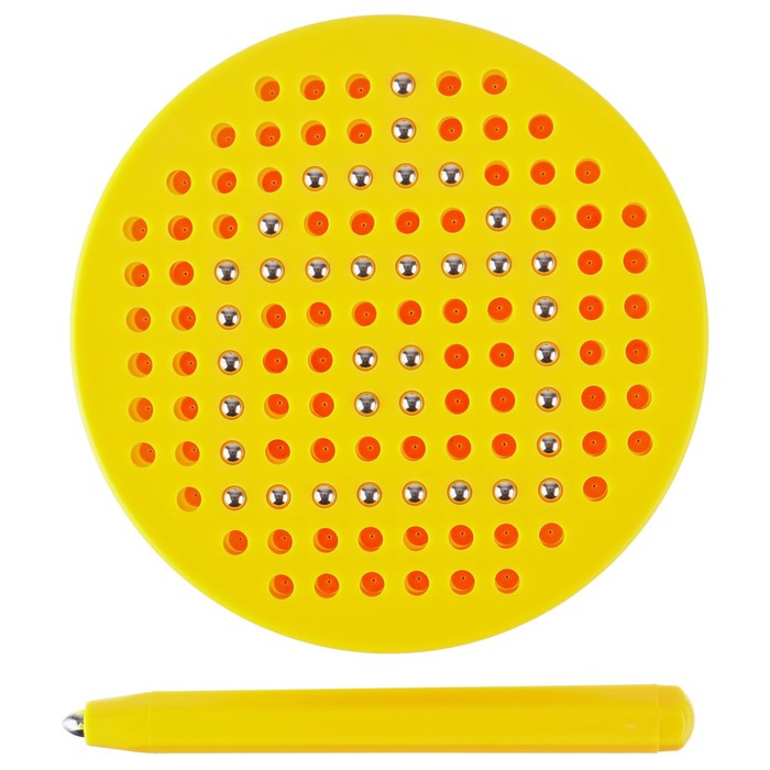 Планшет обучающий Магнитное рисование 120 отверстий Лео и Тиг желтый