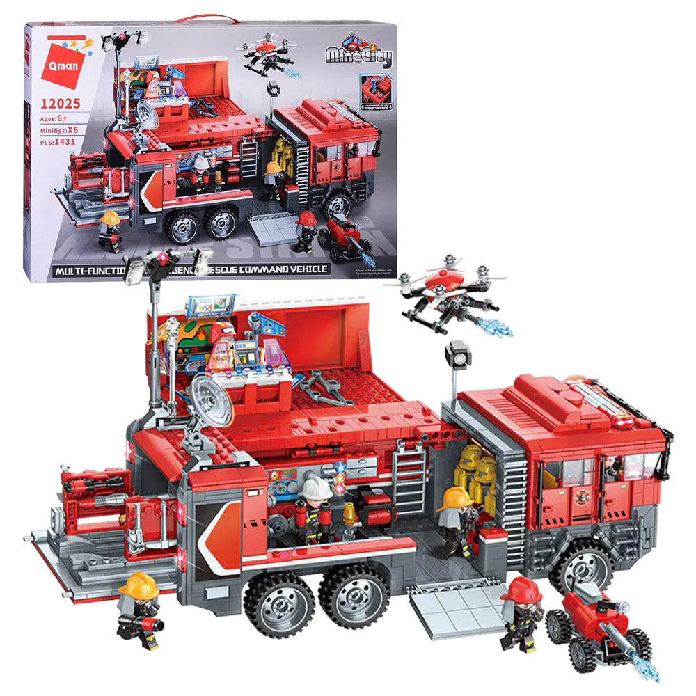 Конструктор 12025 Qman Многофункциональная аварийно-спасательная пожарная 1431 дет в коробке 62*8*40
