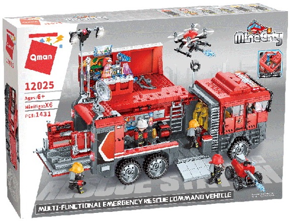 Конструктор 12025 Qman Многофункциональная аварийно-спасательная пожарная 1431 дет в коробке 62*8*40