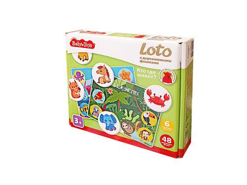 Лото с деревянными фишками Кто где живет? Baby Toys
