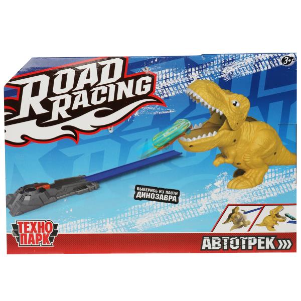 Автотрек с динозавром Технопарк Road Racing 1 машинка 357251