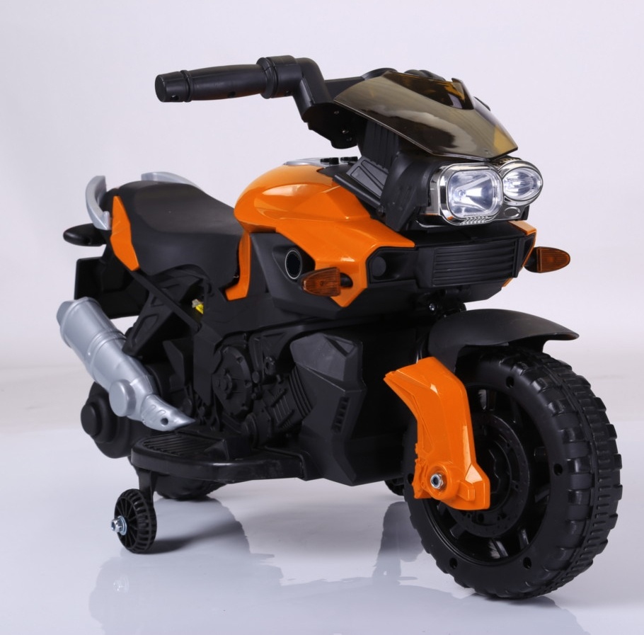Мотоцикл на аккум. оранжевый 6V4AH*1, 20w*1 кол пласт,2скорост,скорос 3,5km/h свет,звук 68,5*28,2*33