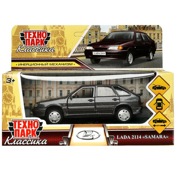 Машина метал. Технопарк Lada 2114 Samara 12 см, двери, багаж, инерц., баклажан 360179