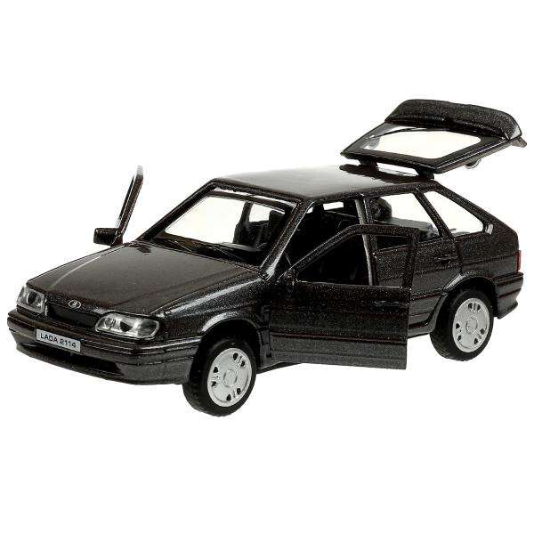 Машина метал. Технопарк Lada 2114 Samara 12 см, двери, багаж, инерц., баклажан 360179