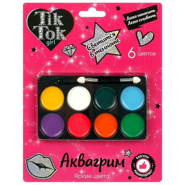 Аквагрим палетка 8 цв светящийся в темноте Multiart Tik tok 361162
