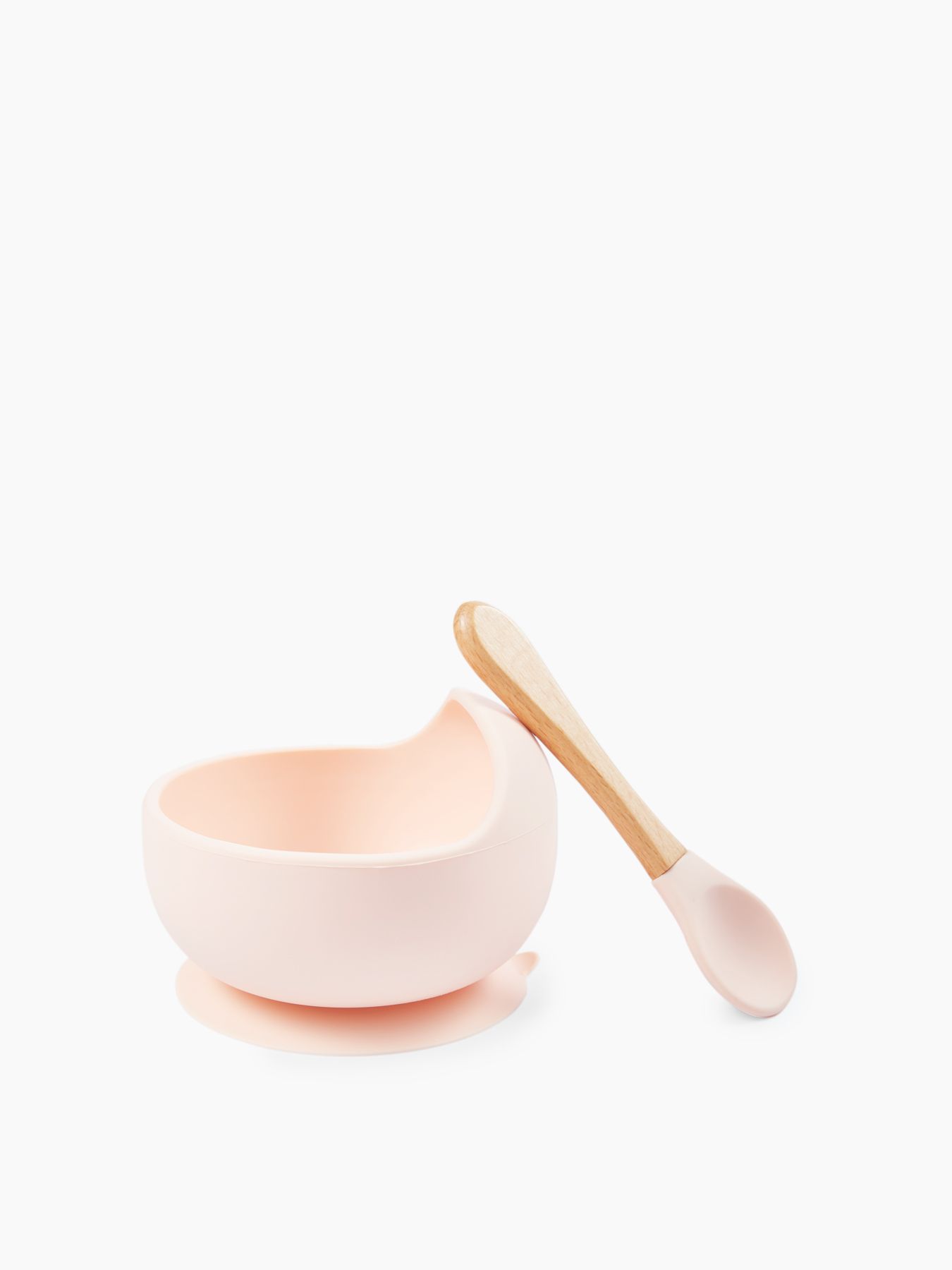 Набор посуды для детей: миска на присоске и ложка (light pink)