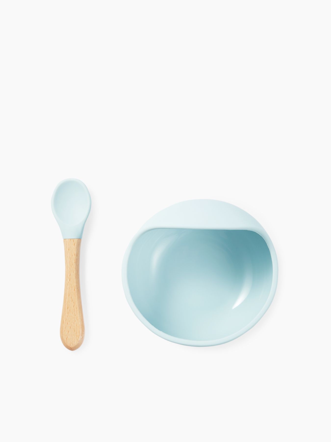 Набор посуды для детей: миска на присоске и ложка (light blue)