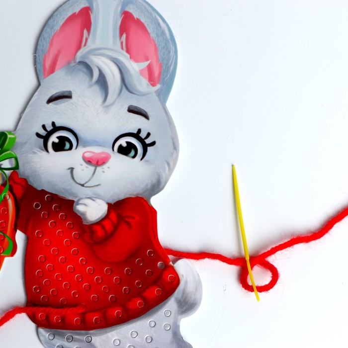 Набор для творчества Вышивка пряжей Кролик на картоне