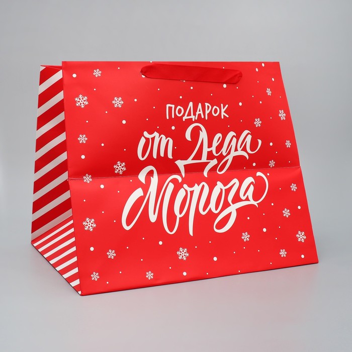 Пакет подарочный с широким дном Подарок от Деда Мороза 35 × 29 × 28 см