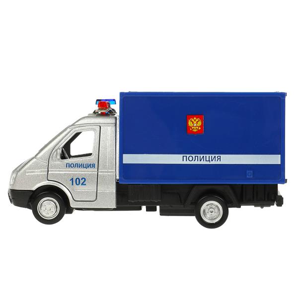 Машина метал. Технопарк ГАЗ-3302 Газель Полиция 13 см, двери, багаж, инерц. 369121