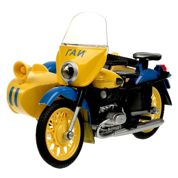 Мотоцикл с коляской метал. Технопарк 13 см Милиция желт 367991