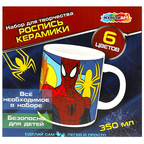 Набор д/творчества Multiart кружка для росписи супергерой 6цв 360484