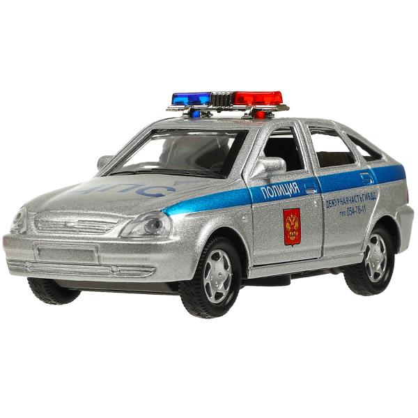 Машина метал. Технопарк Lada Priora 12 см, двери, багаж, инерц,полиция 369123