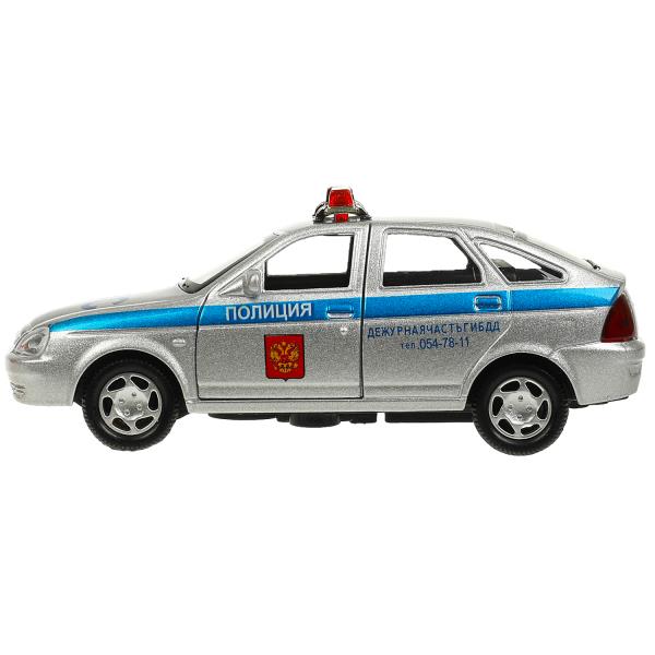 Машина метал. Технопарк Lada Priora 12 см, двери, багаж, инерц,полиция 369123