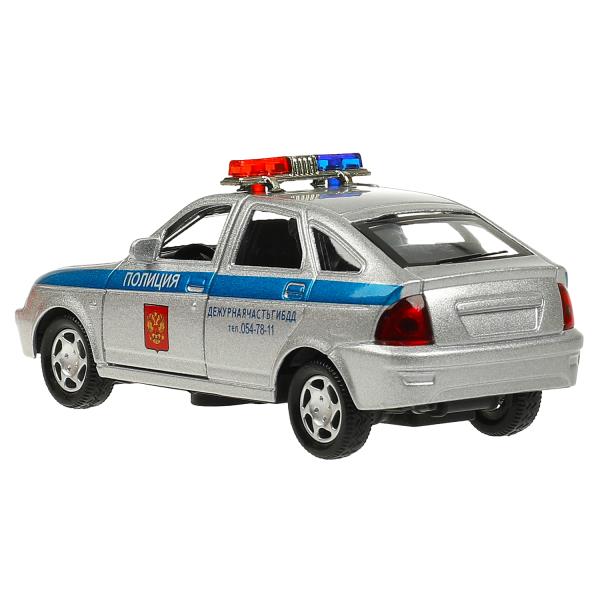 Машина метал. Технопарк Lada Priora 12 см, двери, багаж, инерц,полиция 369123