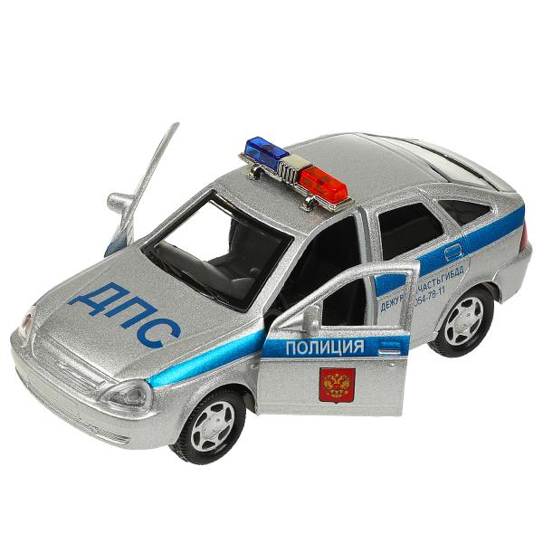 Машина метал. Технопарк Lada Priora 12 см, двери, багаж, инерц,полиция 369123
