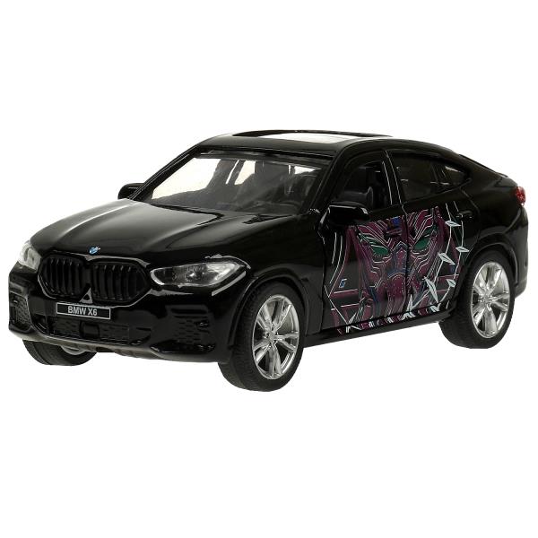 Машина метал. Технопарк BMW X6 черная пантера 12 см двери багаж инер черн