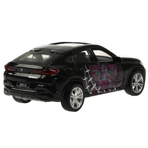 Машина метал. Технопарк BMW X6 черная пантера 12 см двери багаж инер черн