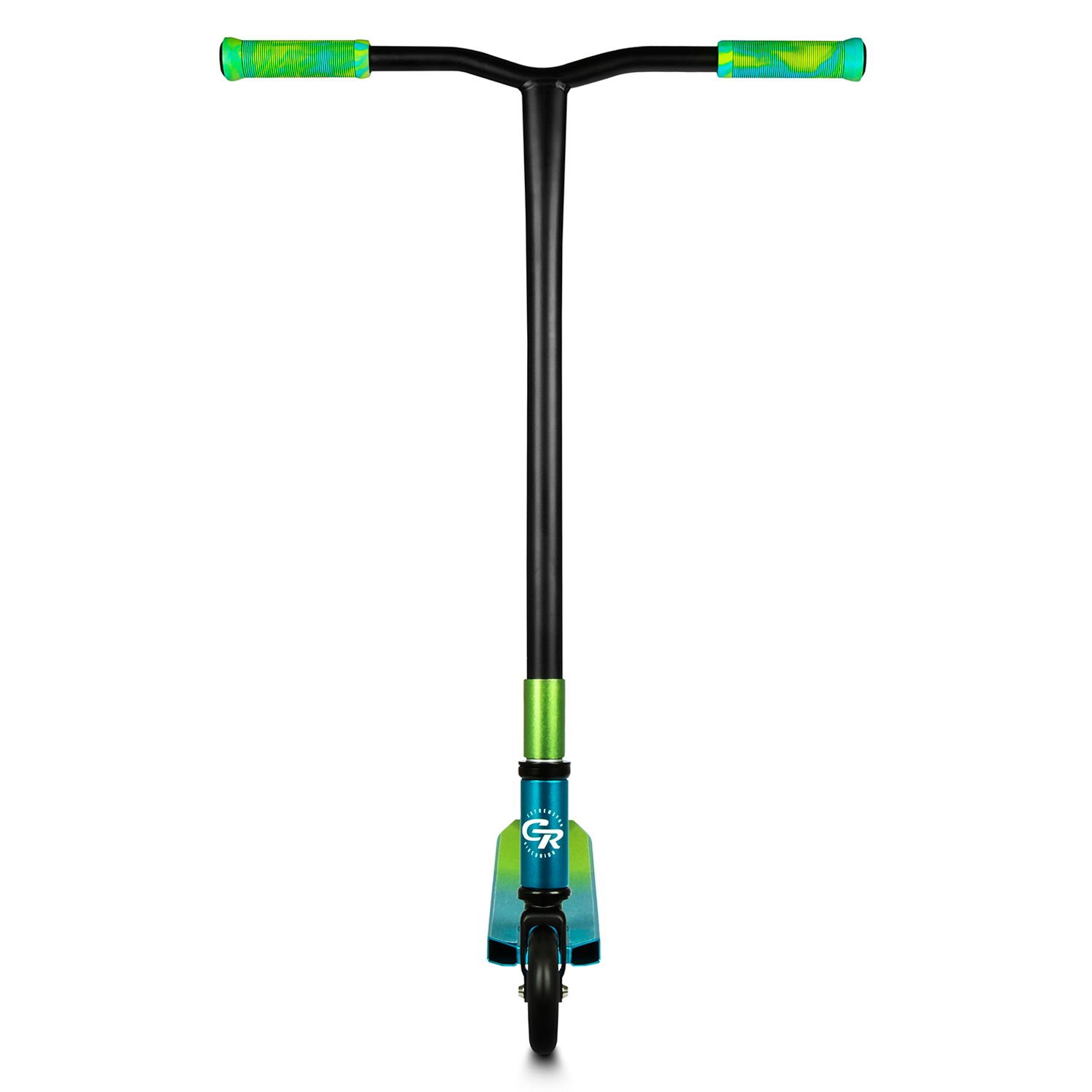 Самокат City-Ride трюковый T-bar сталь 53*60см, дека алюм.50*10см зеленый/голубой