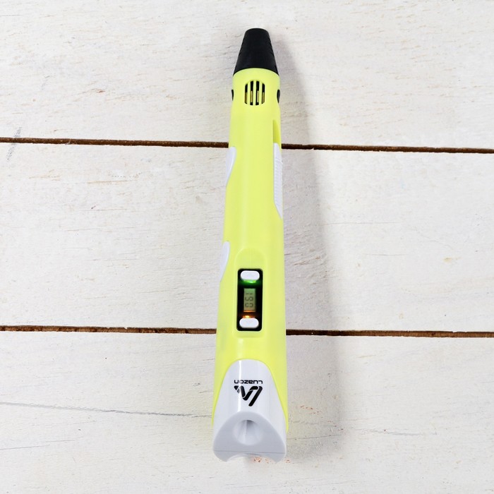 3D ручка Luazon дисплей, работа с пластиком ABS и PLA, пластик в комплекте, жёлтая