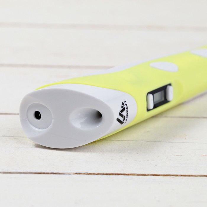 3D ручка Luazon дисплей, работа с пластиком ABS и PLA, пластик в комплекте, жёлтая