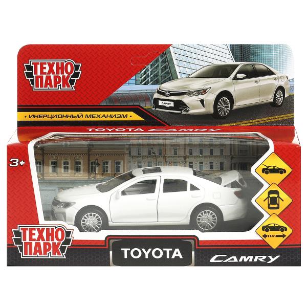 Машина метал. Технопарк Toyota Camry 12 см двери, багаж, инерц. белый 371921