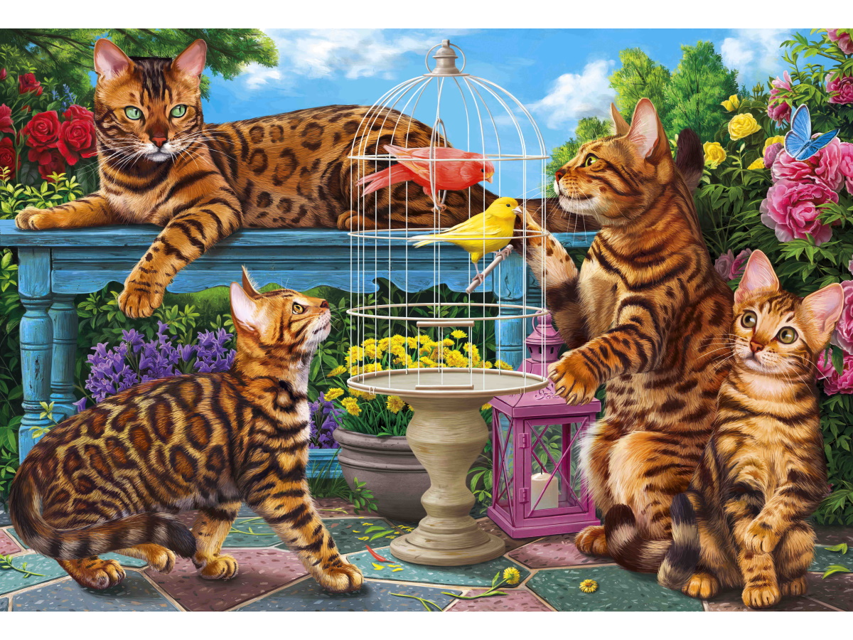 Алмазная мозаика 30*40 (клас.) Бенгальские коты