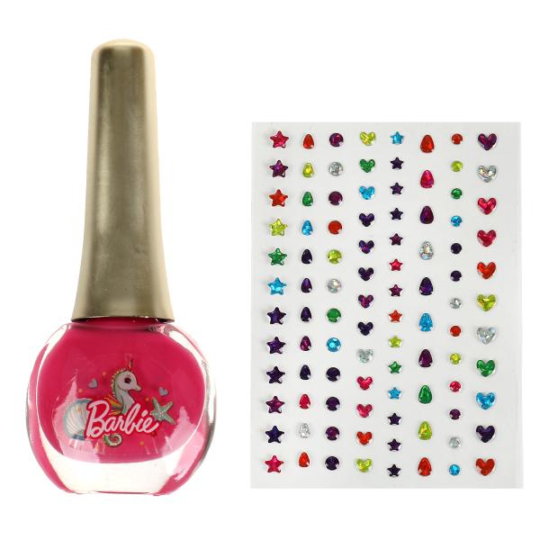 Косметика для девочек Барби лак для ногтей со стразами малиновый Милая леди 337498