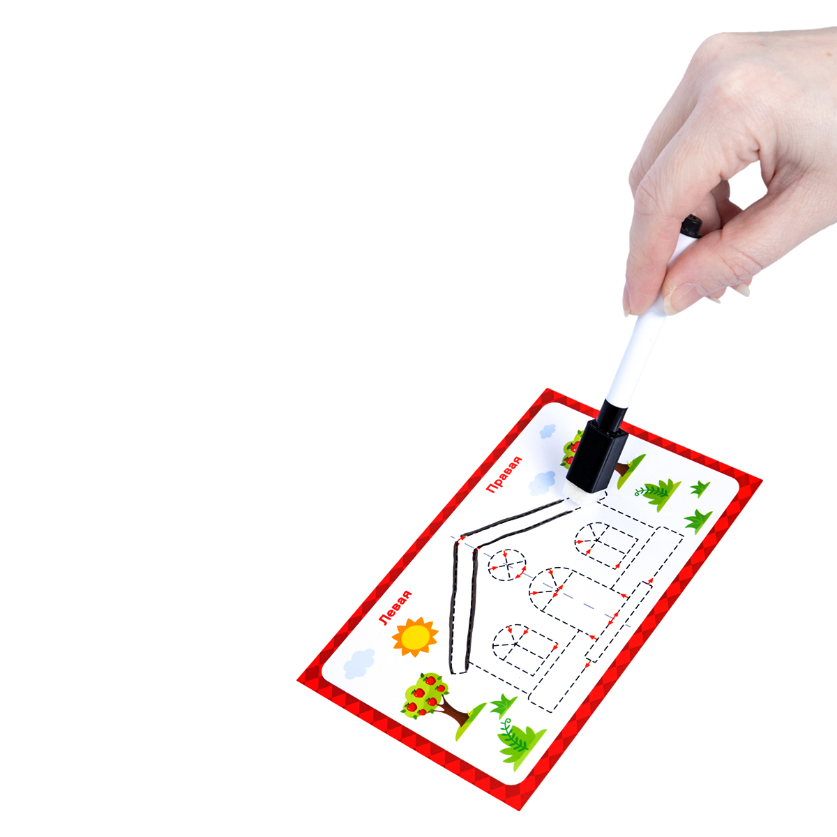 Игра развивающая Пиши-стирай Двумя руками 24 карточки