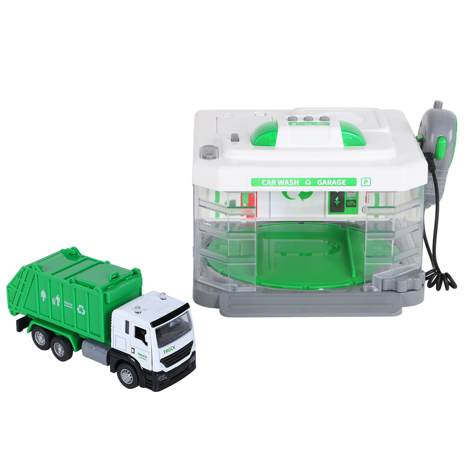 Автомойка с паром в наборе автомойка и машинка, свет, звук 31,5*22,5*19