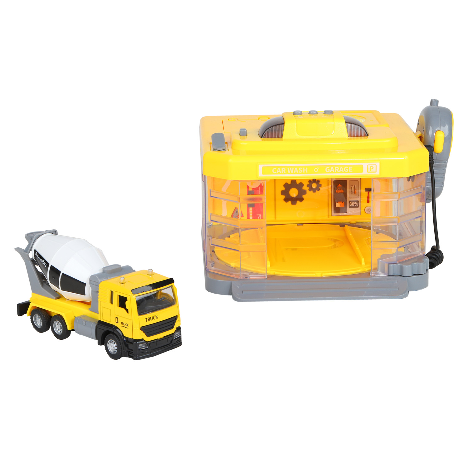 Автомойка с паром в наборе автомойка и машинка, свет, звук 31,5*22,5*20