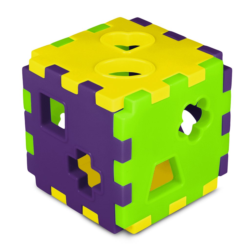 Сортер куб ТМ Компания Друзей желто-фиолетовый, в сетке 10,5х10,5х10,5 см