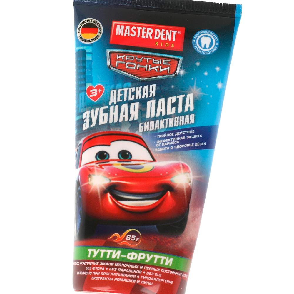 Детская зубная паста крутые гонки тутти-фрутти 65 гр Master Dent 382139