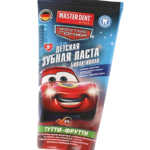 Детская зубная паста крутые гонки тутти-фрутти 65 гр Master Dent 382139
