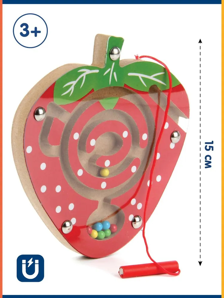 Деревянная игрушка рамка-лабиринт Клубника