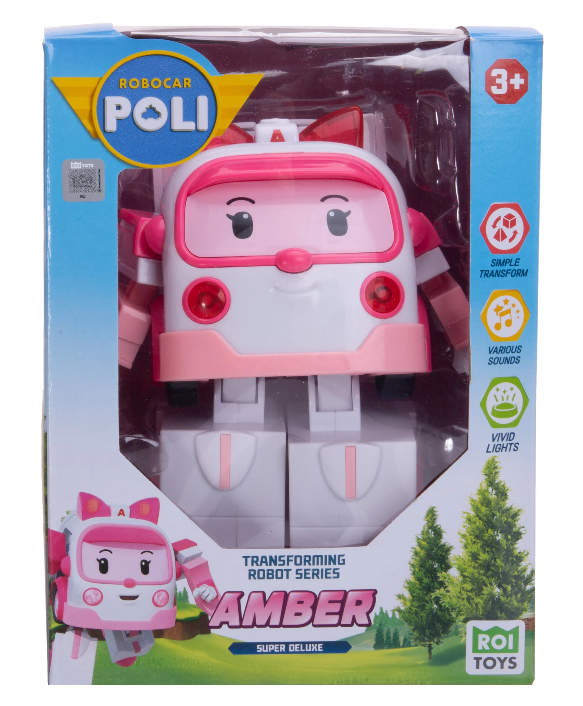 Трансформер Robocar Poli большой со световыми эффектами Эмбер