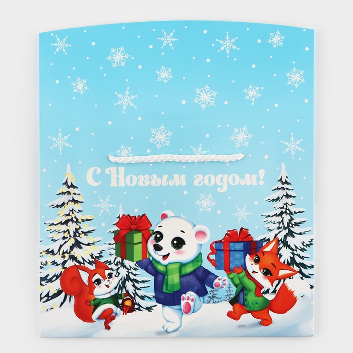 Пакет-коробка С Новым годом животные 23 х 18 х 11 см