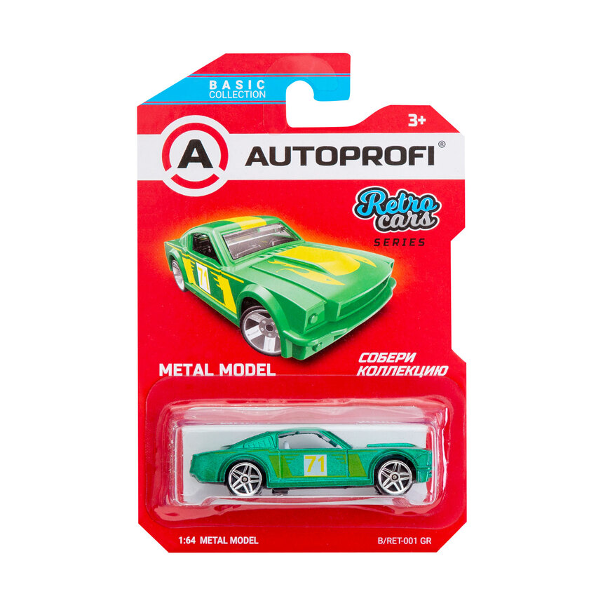 Машина метал. 1:64 Серия RETRO CARS зелёный