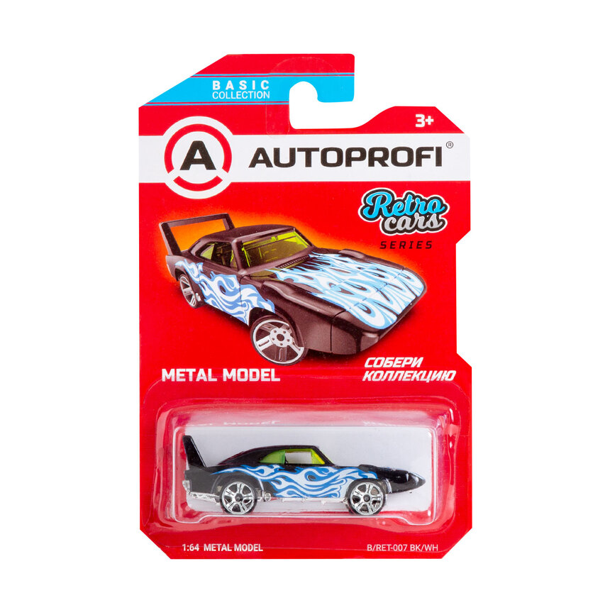 Машина метал. 1:64 Серия RETRO CARS чёрн./белый