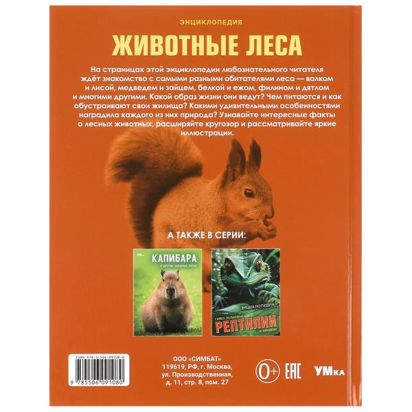 Энциклопедия Умка Животные леса 197х255 мм. 7БЦ. 48 стр 381039