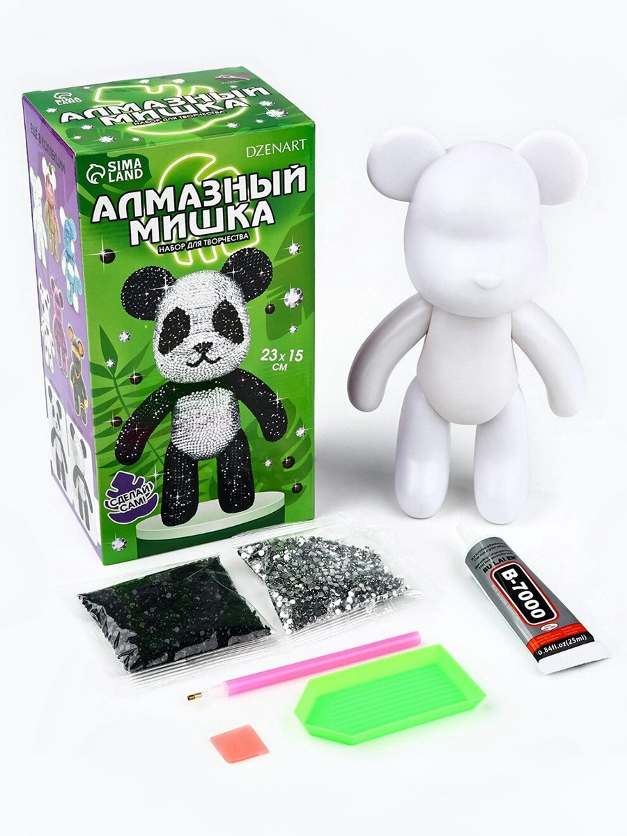 Алмазная мозайка на фигурке Алмазный мишка Панда