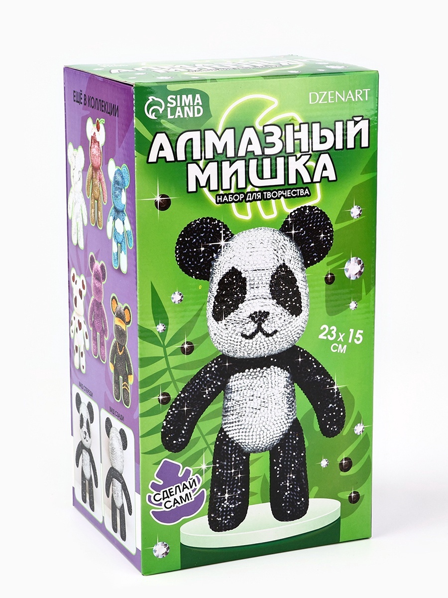 Алмазная мозайка на фигурке Алмазный мишка Панда