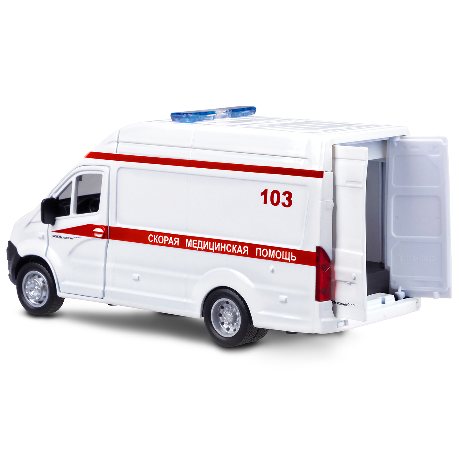 Машина метал. Автопанорама ГАЗель Next Скорая помощь свет,звук белый, откр. двери