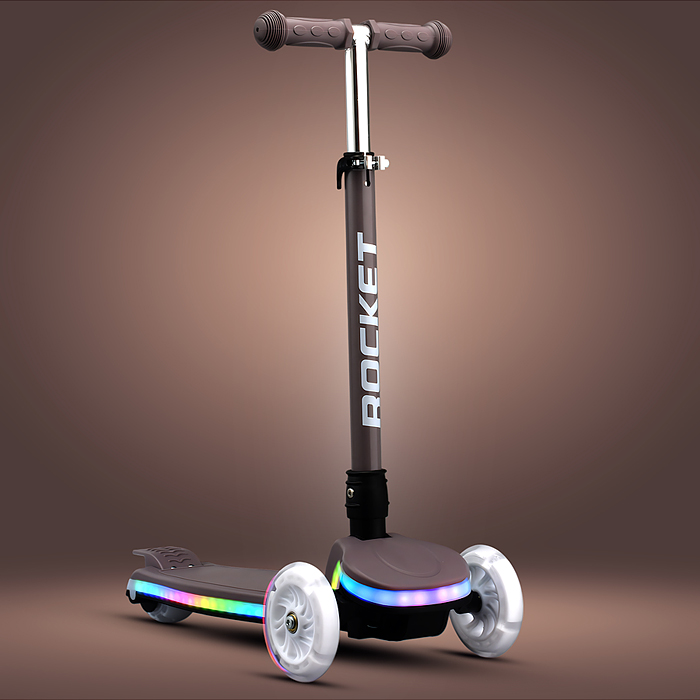 Самокат 3-х кол. Rocket колёса световые PU фиолетовый