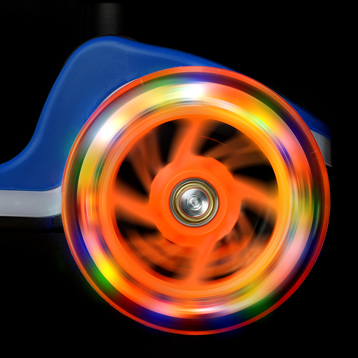 Самокат 3-х кол. Rocket колёса световые PU синий