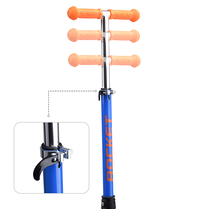 Самокат 3-х кол. Rocket колёса световые PU синий