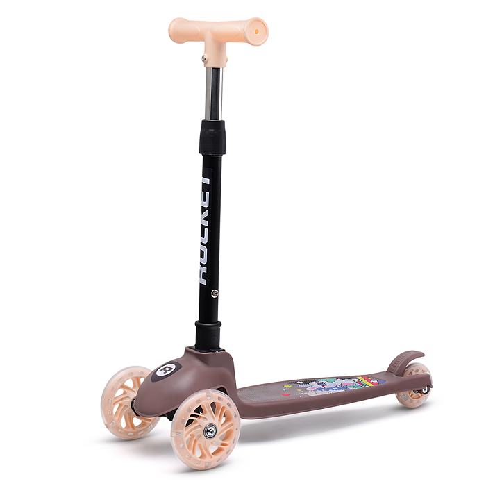 Самокат 3-х кол. Rocket колёса PU коричневый